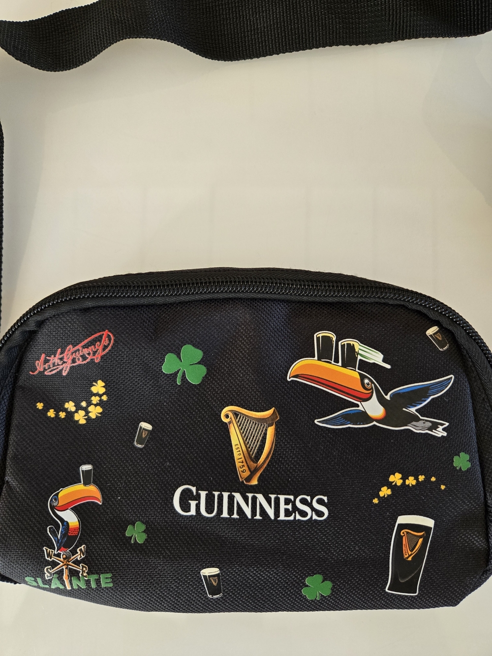 Guinness Black Logo Belt Bag with Colorful Irish Motif